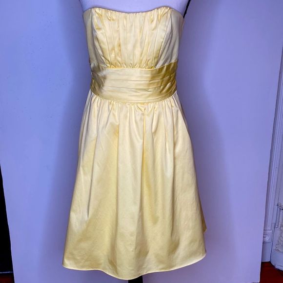 David’s Bridal Dress Yellow Strapless Dress